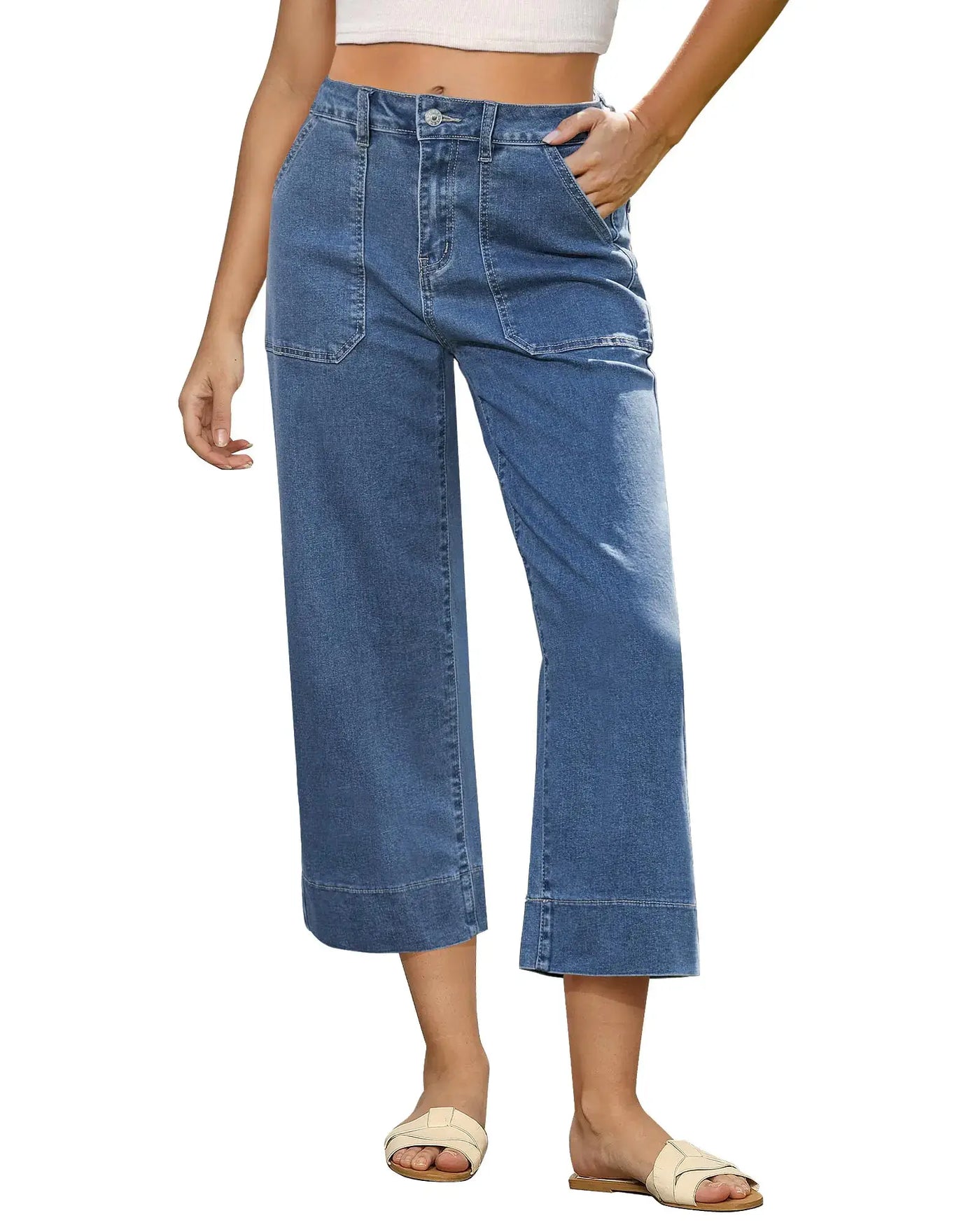 High Waisted Womens Summer Cropped Jeans