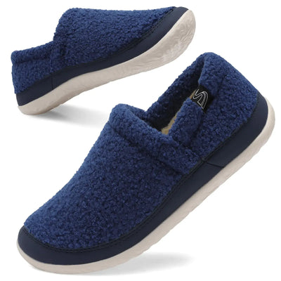 Spesoul Cozy warm Slippers in blue color, featuring soft plush material and durable sole for comfort at home.