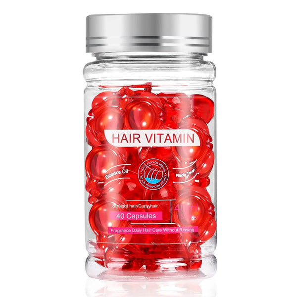 Blansen Keratin Hair Vitamins Oils - jar of 40 red hair vitamin capsules for strengthening and nourishing hair.