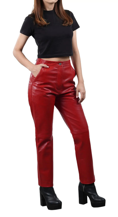 Decrum Trendy Leather Jeans for Women