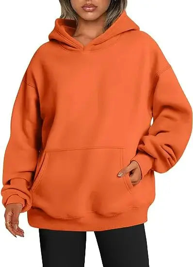 womens hoodies with pockets big orange oversized hoodie with pockets, stylish and comfortable for casual wear