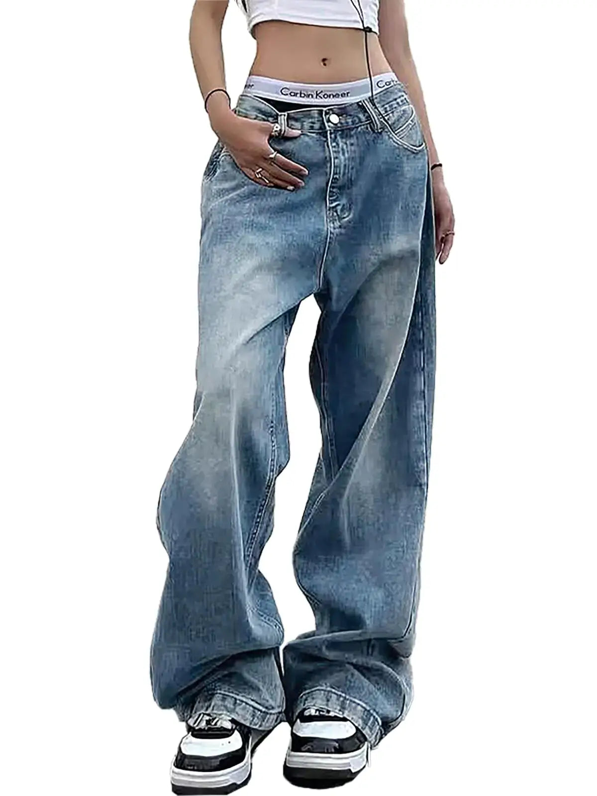 Low Rise Baggy Denim Jeans for Women