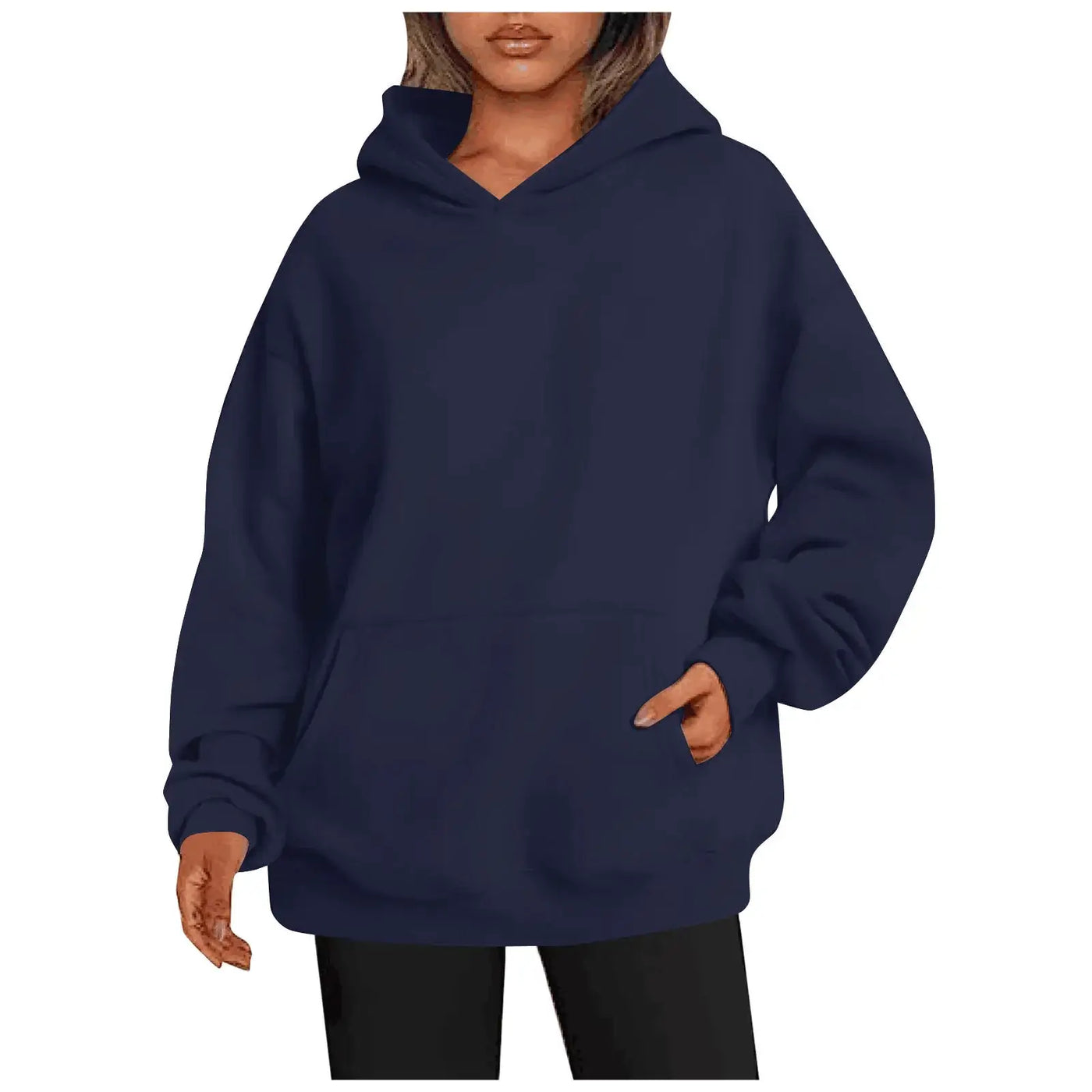 Womens hoodies with pockets big, cozy oversized fit hoodie in navy color, perfect for casual wear.