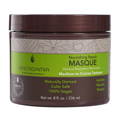 Macadamia Hair Natural Organic Nourishing Repair Masque for Medium to Coarse Textures in 236 ml container.