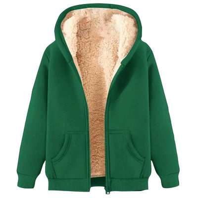Thick Stylish Hoodies For Women in green with soft lining, perfect for cozy and stylish comfort.