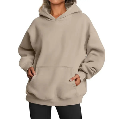 Women’s Hoodies With Pockets Big in beige, oversized fit for comfort and style, perfect for casual outings.