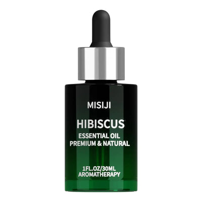 MISIJI Hand Picking Hibiscus Essential Oils bottle for aromatherapy and relaxation.