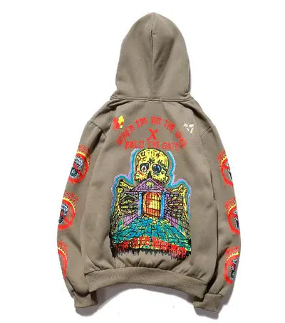 Urban Chic Hoodies featuring vibrant graphics and a unique skull design on an edgy streetwear sweatshirt.