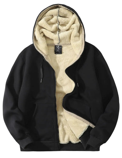 Flygo Mens Sherpa Hoodie Jacket Fleece