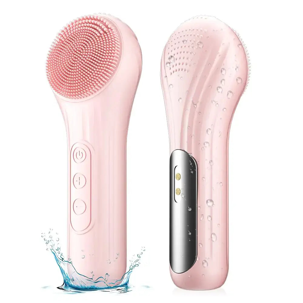 Vibration Electric Facial Cleansing Brush featuring heating technology and ergonomic design for effective skincare.