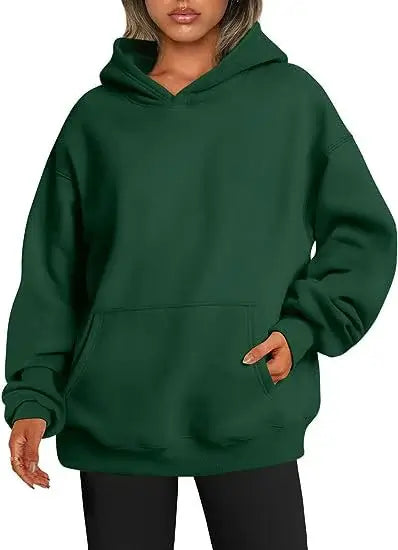Womens hoodies with pockets big in green, featuring oversized fit, ideal for casual wear and comfort.